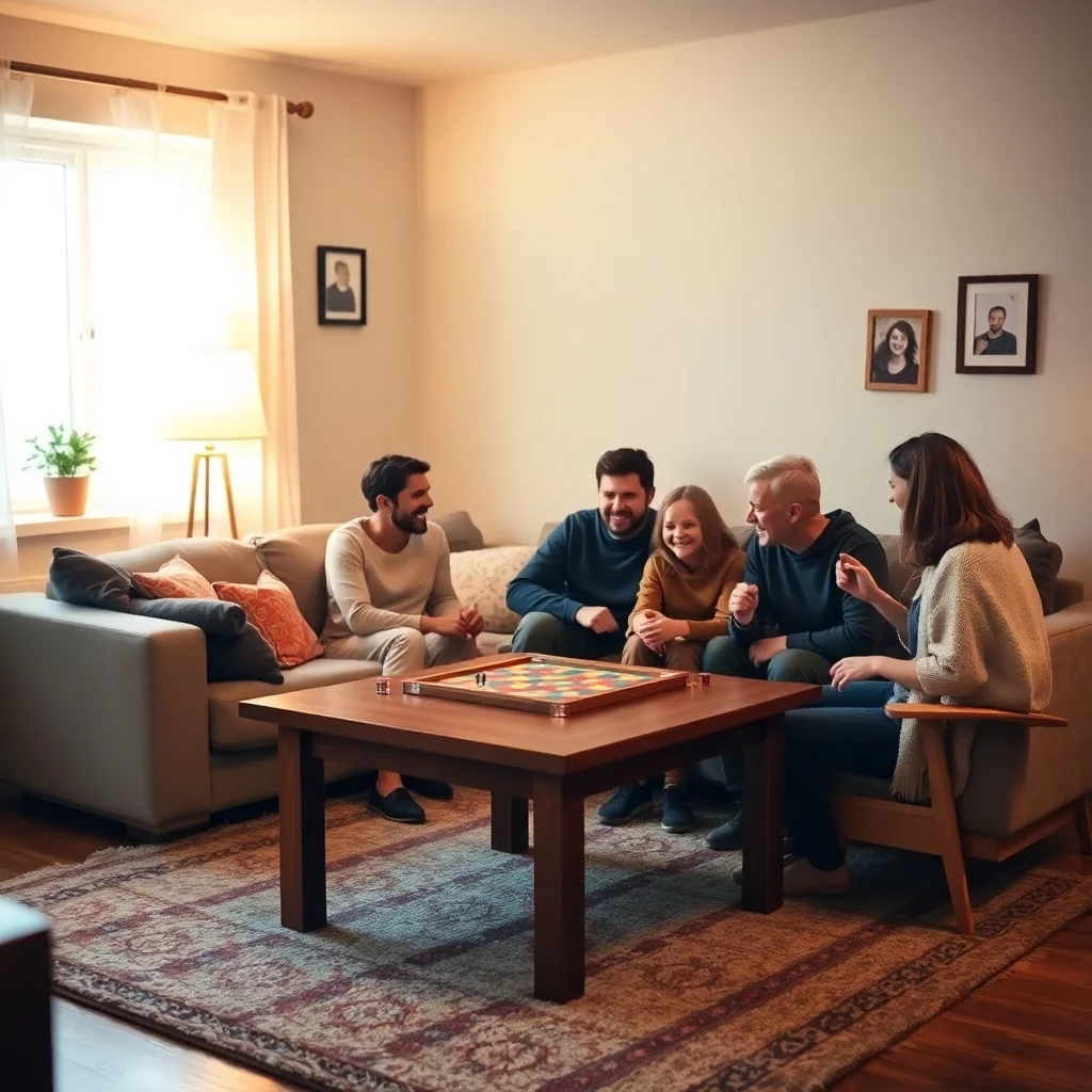 Gemütliches Familienabend im Wohnzimmer