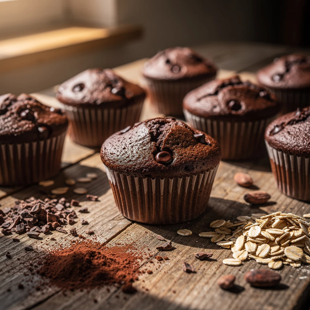 Gesunde Schokomuffins ohne Zucker &ndash; Vollwertig und saftig