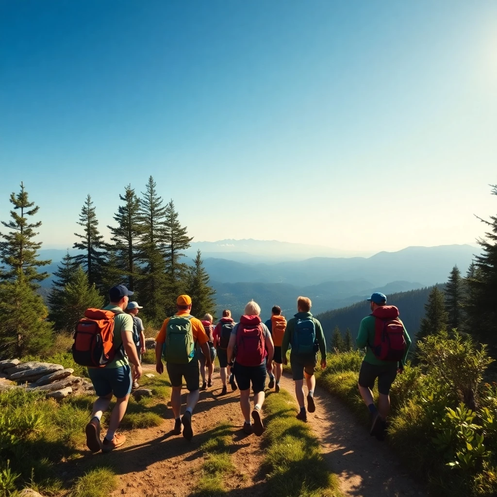 gruppe beim wandern gehen