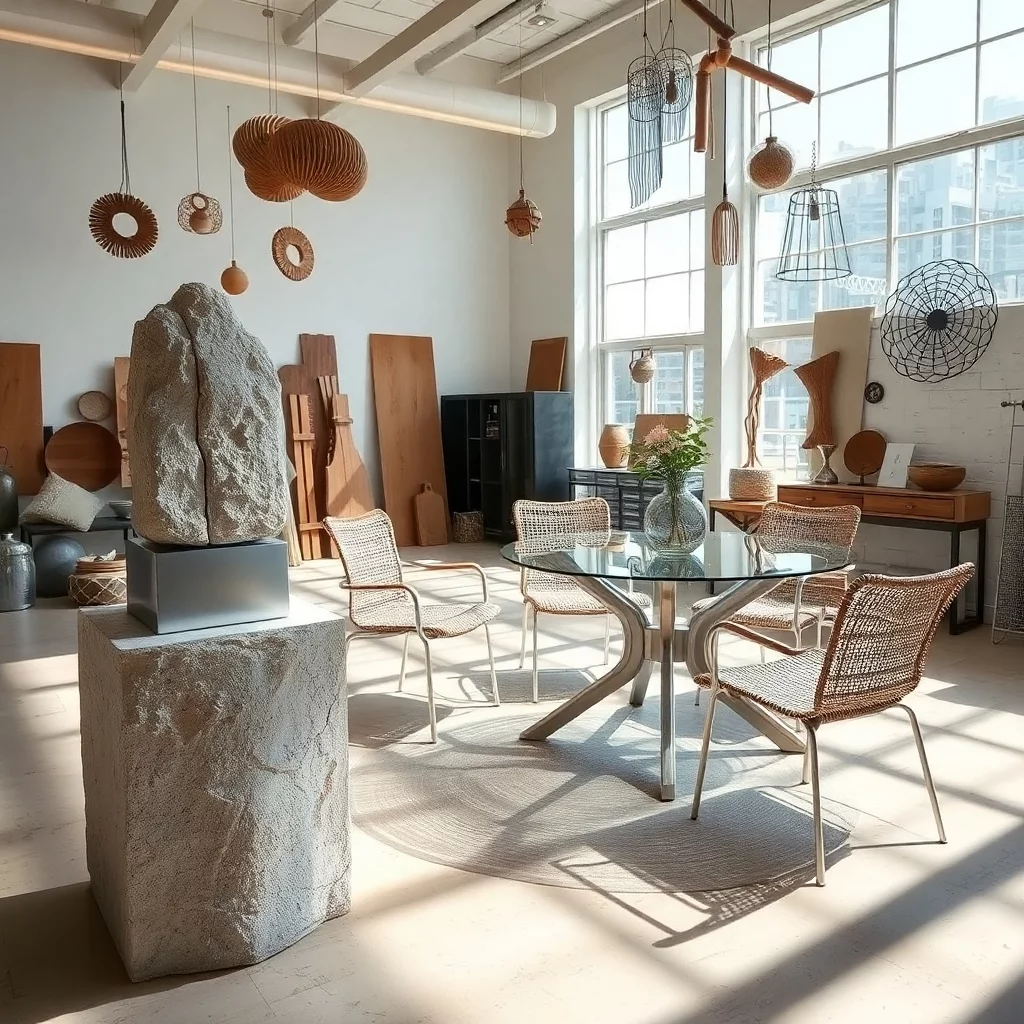 Kreative Materialkombination im modernen Kunststudio