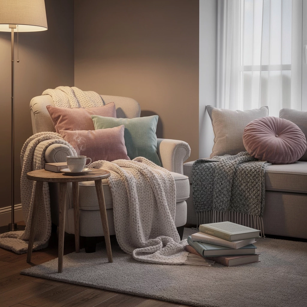 Kuschelecke gestalten: Decken, Kissen & indirektes Licht