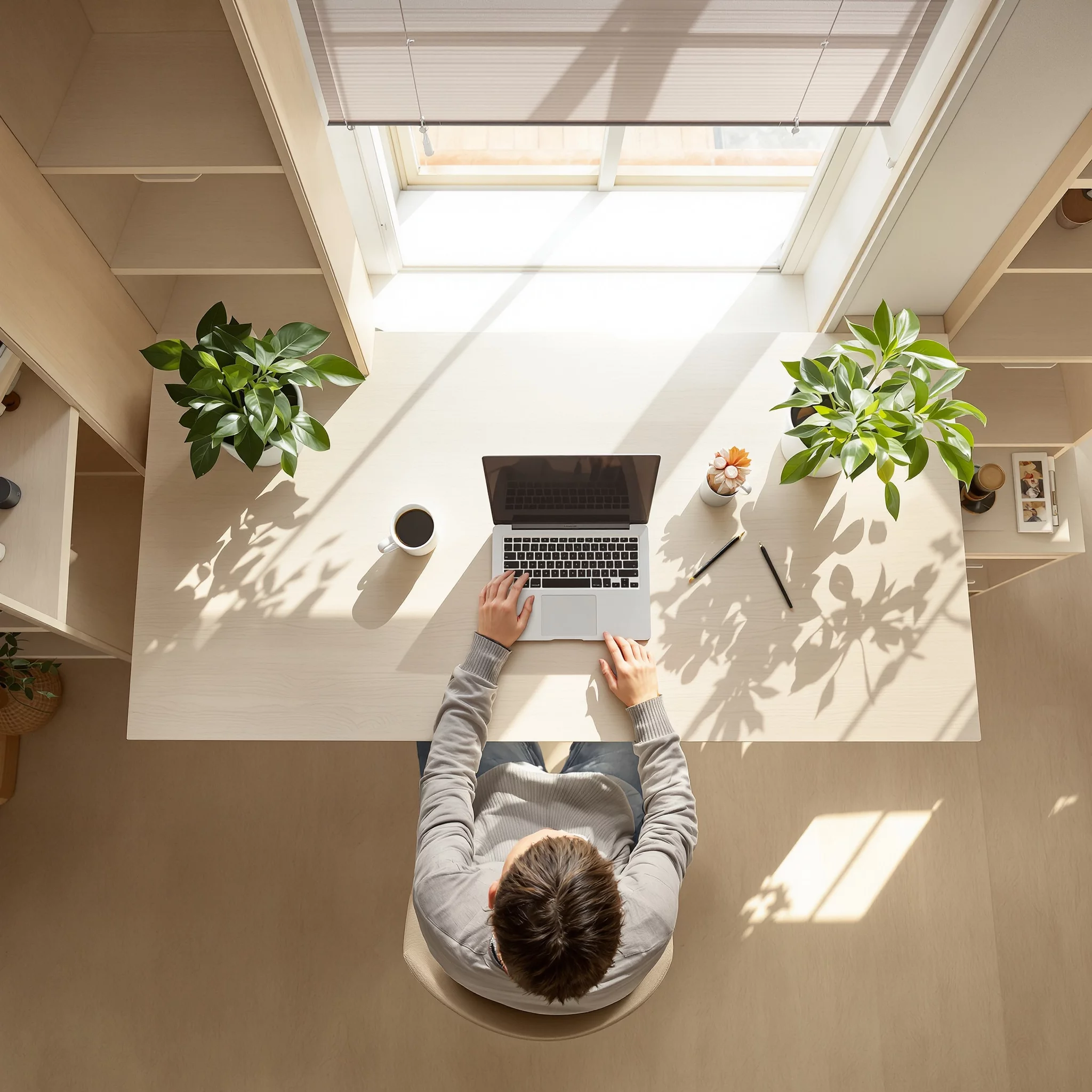 Minimalistisches Arbeitsumfeld in Perfekter Balance