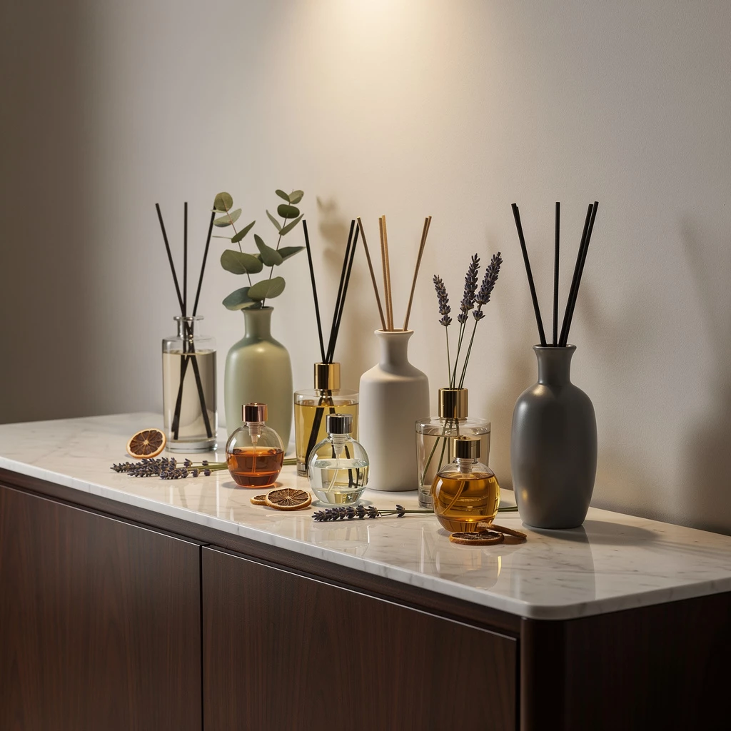 Stilvolle Duftpräsentation in modernem Interieur