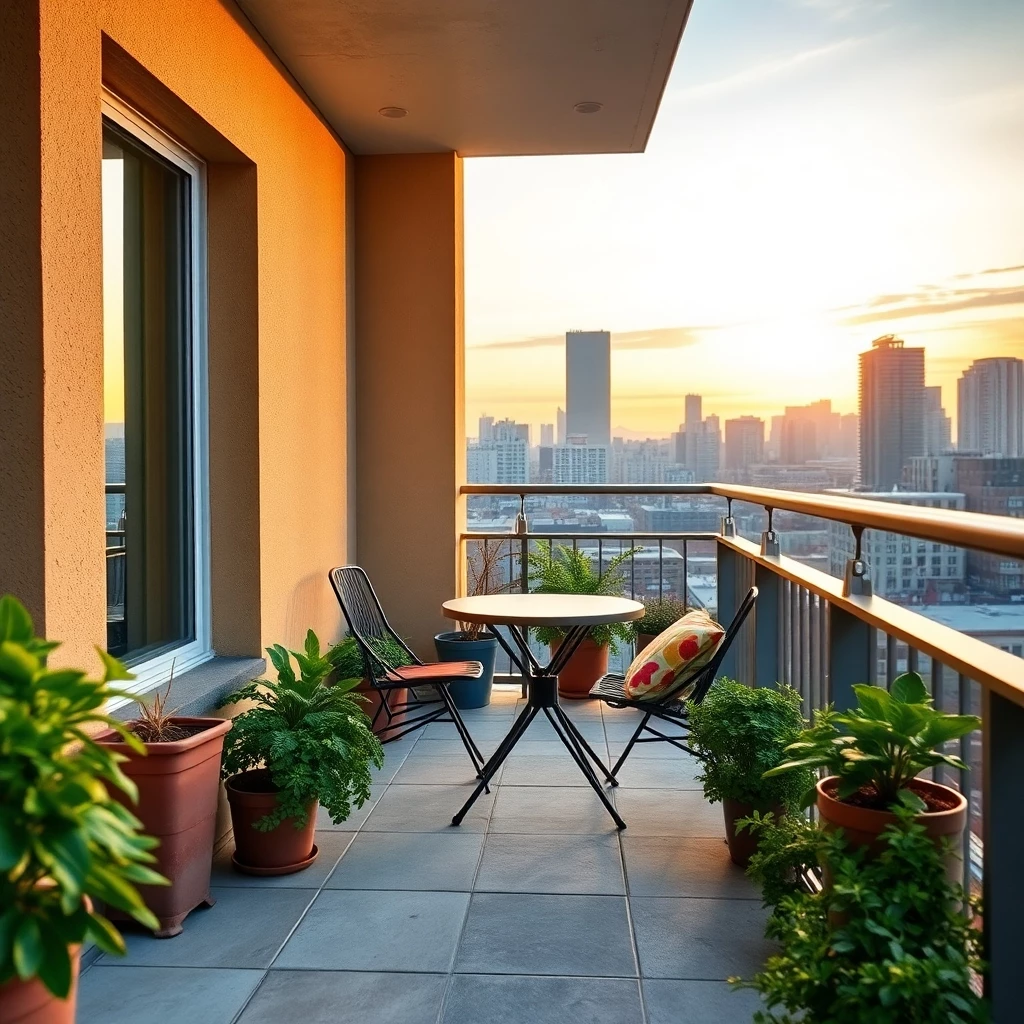 Traumhafter Stadtbalkon bei Sonnenuntergang