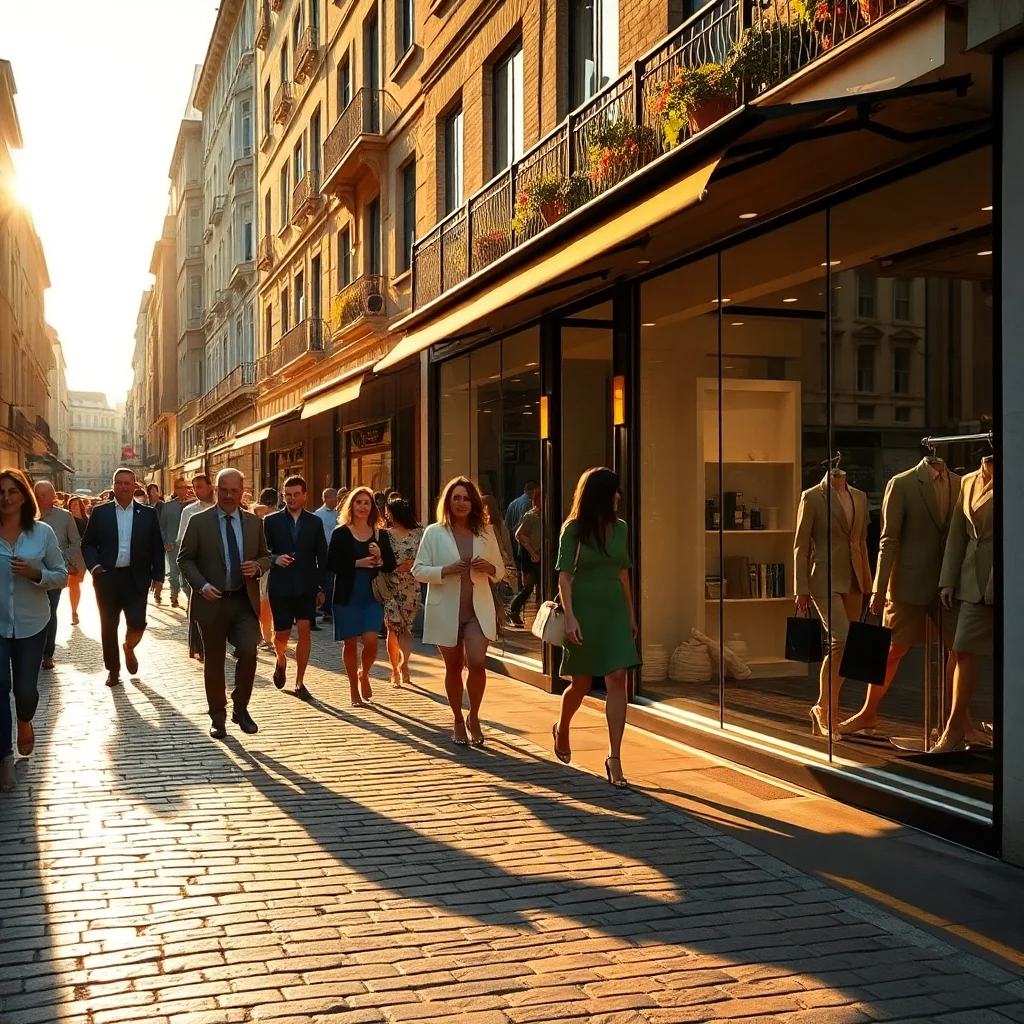 Urbanes Leben bei Sonnenuntergang