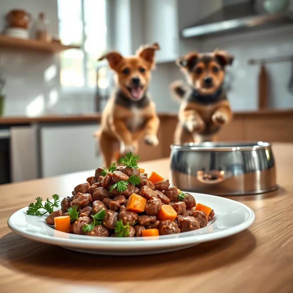 Gourmet-Hundefutter im modernen Küchenambiente