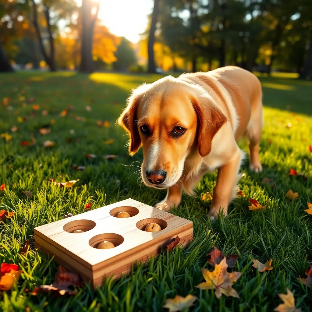 Intelligentes Hundespiel im Herbstpark