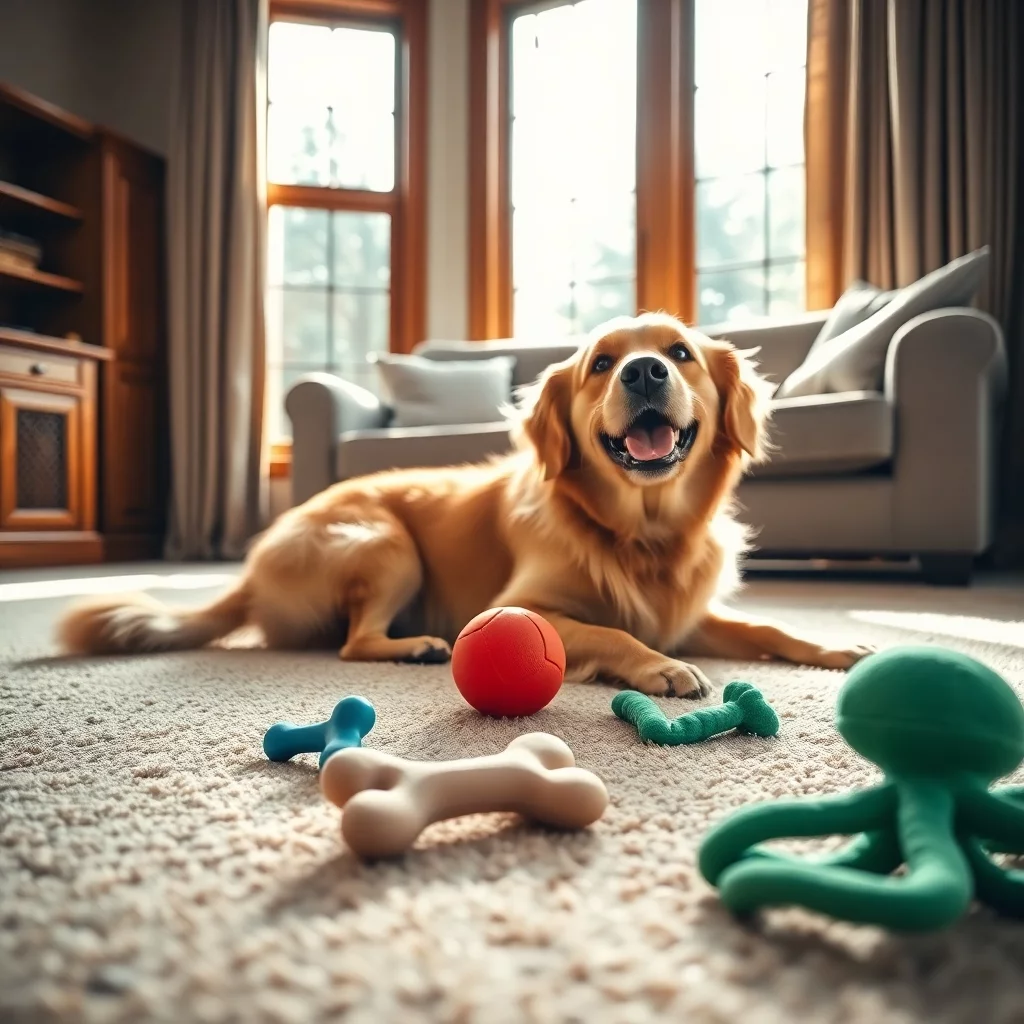 Verspielter Hund im Wohnzimmer