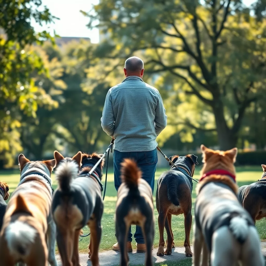 Hundetrainer im Einsatz im Stadtpark