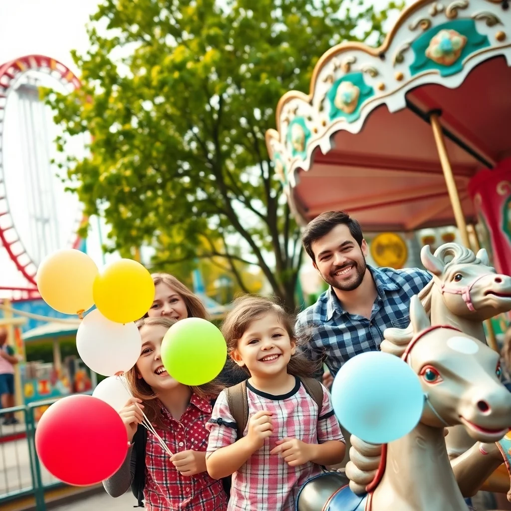 Familie im Freizeitpark