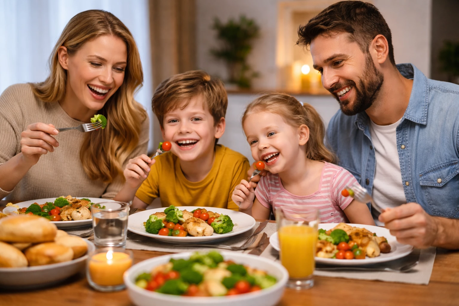 Familienabendessen voller Lachen und Freude