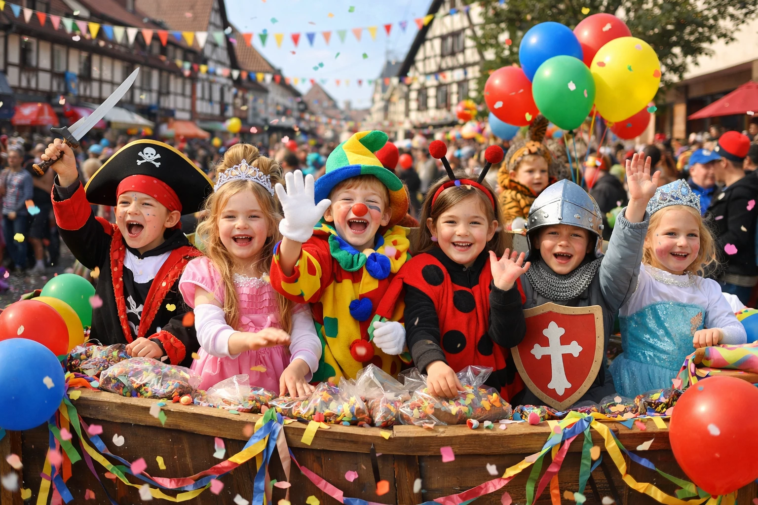 Karnevalsumzug mit fröhlichen Kindern.webp