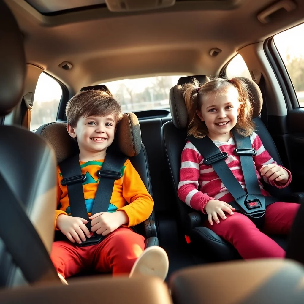 Kinder im Autositz bei Tageslicht