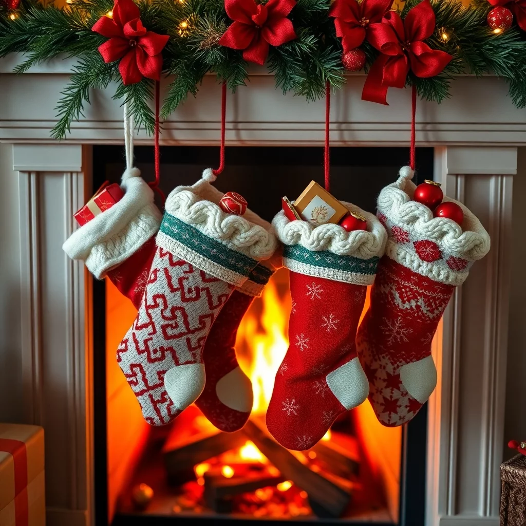 Nikolausstrümpfe am Kamin