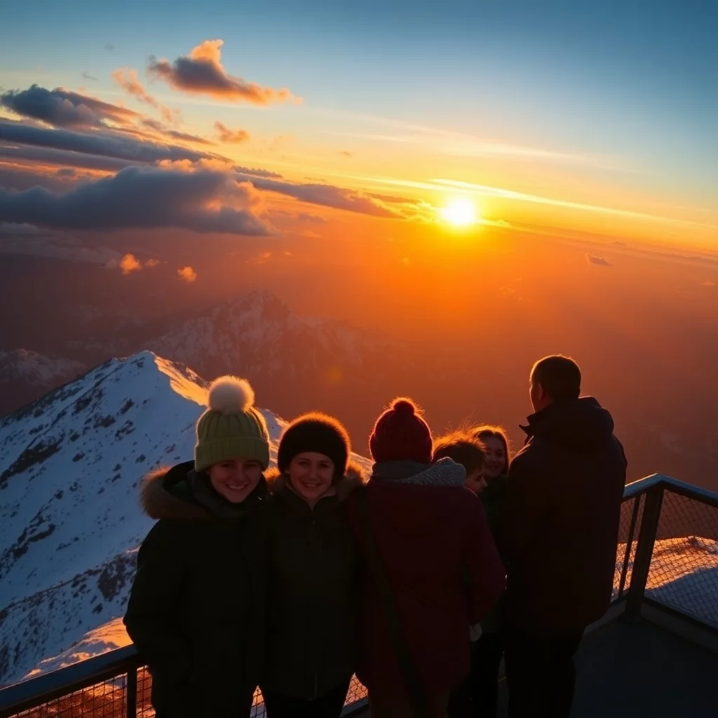 Sonnenaufgang über dem Nebelhorn mit Familie