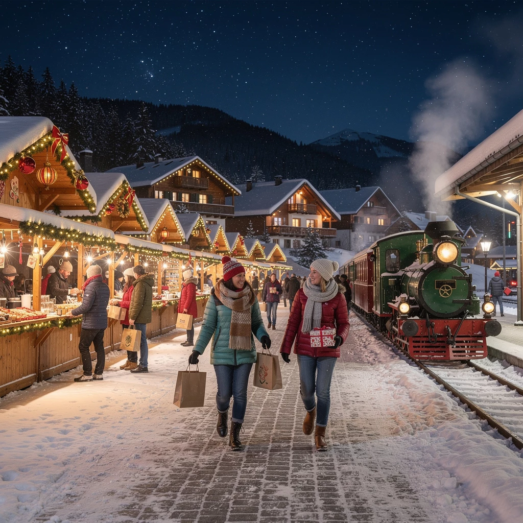 Bayerische Winterreise mit Zügen und Weihnacht