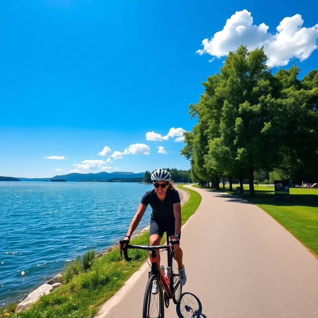 Radfahren am Bodensee bei Sonnenschein