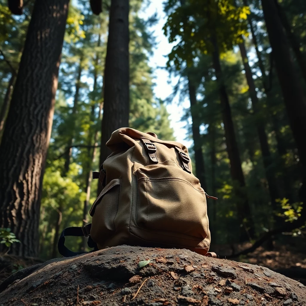 Rucksack im Wald