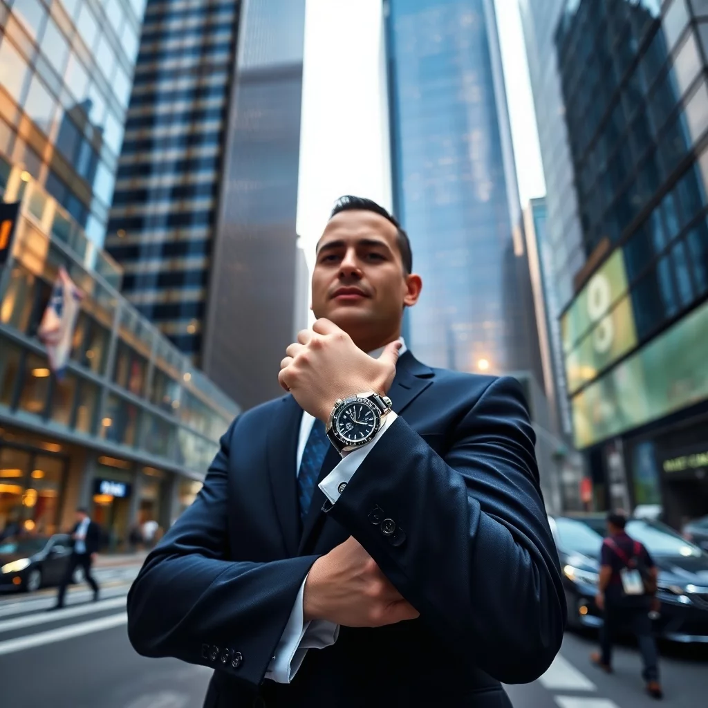 Business Mann, der eine Rolex Daytona am Handgelenk hat aus